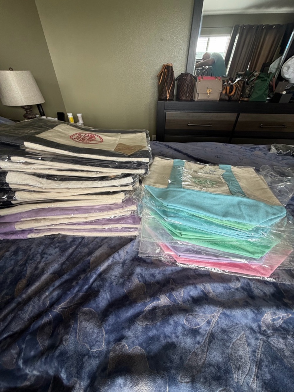 Canvas Tote Bag - Blue, Green, Pink, Purple and Natural Color Options